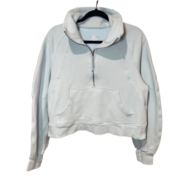 Lululemon Scuba Oversized Funnel Neck Half Zip Cropped Powder Blue Size M/L - Picture 3 of 10